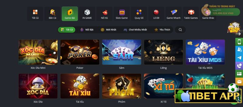 Game casino tại 11bet com vô cùng đa dạng